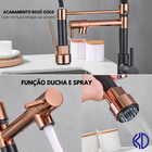 Torneira Cozinha Gourmet 50cm Monocomando Black E Rosé Gold