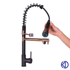 Torneira Cozinha Gourmet 50cm Monocomando Black E Rosé Gold