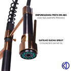 Torneira Cozinha Gourmet 50cm Monocomando Black E Rosé Gold