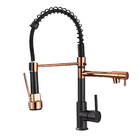 Torneira Cozinha Gourmet 50cm Monocomando Black E Rosé Gold