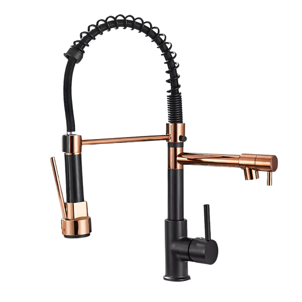 Torneira Cozinha Gourmet 50cm Monocomando Black E Rosé Gold