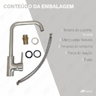 Torneira Cozinha Gourmet Aço Escovado Monocomando Tubrax