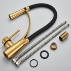 Torneira Cozinha Gourmet Dourada Monocomando Flexível Led