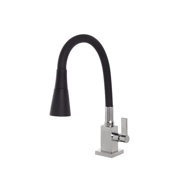 Torneira Cozinha Gourmet Flexível Quadrada Cone Preto 2 Jatos