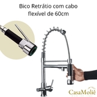 Torneira Cozinha Gourmet Inox Prata C/ Monocomando