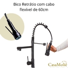 Torneira Cozinha Gourmet Inox Preto C/ Monocomando