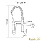 Torneira Cozinha Gourmet Inox Preto C/ Monocomando