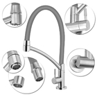 Torneira Cozinha Gourmet Mesa Tubo Flexível Extensível Cinza