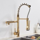 Torneira Cozinha Gourmet Monocomando Dourado Spray Extensor