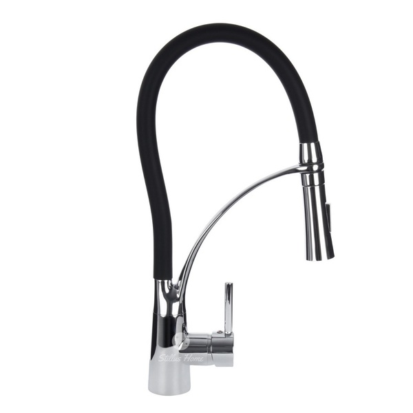 Torneira Cozinha Gourmet Monocomando Flexível Preta Premium