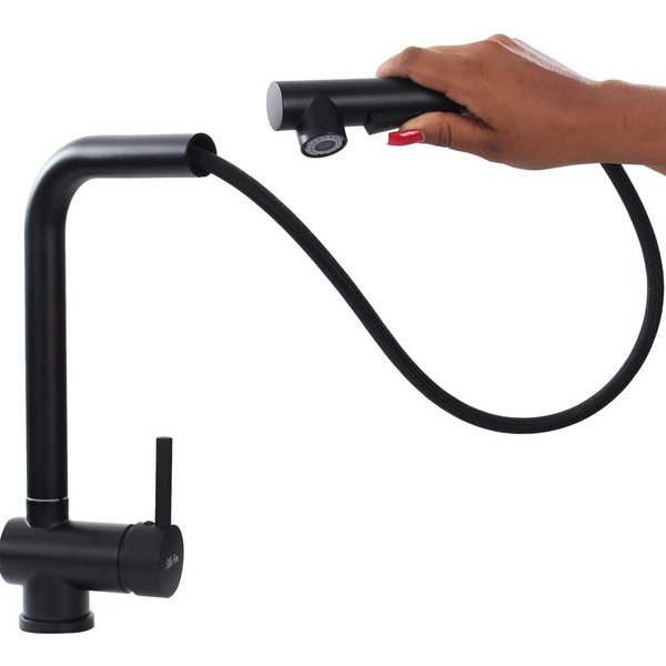 Torneira Cozinha Gourmet Monocomando Preta Black Extensível