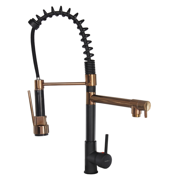 Torneira Cozinha Gourmet Monocomando Rosê Preto Fosco 50 Cm