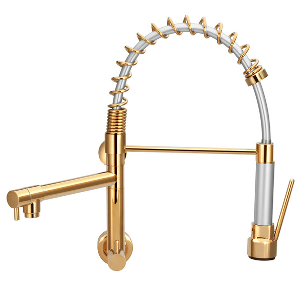 Torneira Cozinha Gourmet Parede Gatilho Spray Dourada/gold