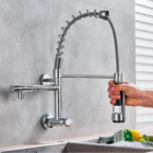 Torneira cozinha gourmet parede metal brilhante  1/4 de volta