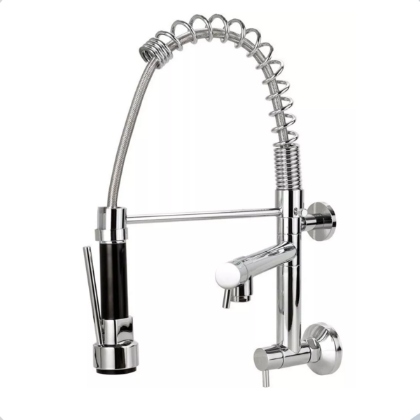 Torneira Cozinha Gourmet Parede Metal Cromado Brilhante