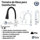 Torneira Cozinha Mesa Flex 02 Jatos Preto Fosco Fani