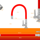 Torneira Cozinha Mesa Gourmet Vermelha Flexível Emborrachada