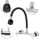Torneira Cozinha Misturador Flexível Duplo Jato Preto Parede