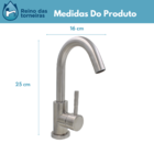 Torneira Cozinha Monocomando Inox Escovado Bica Baixa Móvel