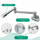 Torneira Cozinha Parede ArticulávelGrande Extensa Para Pia Cu