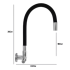 Torneira Cozinha Parede Flexível Preta Metal Premium Gourmet