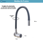 Torneira Cozinha Parede Gourmet Metal Silicone Preta Flexível