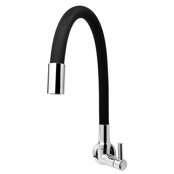 Torneira Cozinha Parede Gourmet Preta Flexível 1/4 Volta C62