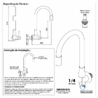 Torneira Cozinha Parede Tubo Flexível Branca E Dourada Metal
