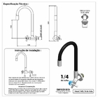 Torneira Cozinha Parede Tubo Gourmet Colorida Flexível Luxo