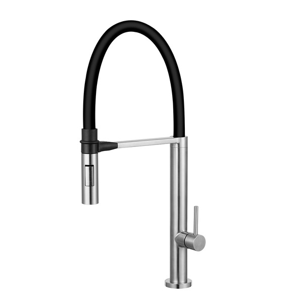 Torneira Cozinha Pia Gourmet Monocomando Inox Flexível Preto