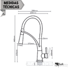 Torneira Cozinha Preta Flexível Gourmet Misturado