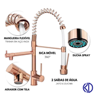 Torneira Cozinha Rosé Gold Monocomando P/ Água Quente E Fria