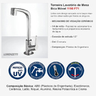 Torneira Cromada Para Lavatório Bica Alta Flatt Lorenzetti 11