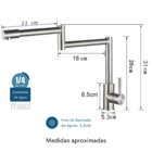 Torneira de Bancada Articulável para Cozinha em Aço Inoxidáve