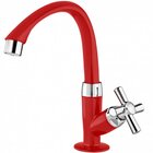 Torneira De Bancada Tigre Abs Bica Média Móvel Vermelha E Cro