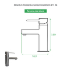 Torneira de Banheiro Monocomando Bica Baixa Redonda Cinza Gra