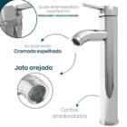 Torneira De Banheiro Monocomando Tubular Cromada Com Bica Alt