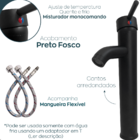 Torneira De Banheiro Preta Bica Alta Monocomando Misturador A