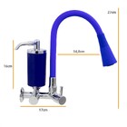 Torneira De Cozinha Azul Gourmet De Parede Com Filtro Inox Re