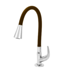 Torneira De Cozinha Duplo Jato Marrom Flexível Gourmet Abs Lu