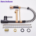 Torneira De Cozinha Gourmet Monocomando Preta E Dourada 50cm