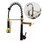 Torneira De Cozinha Gourmet Monocomando Preta E Dourada 50cm