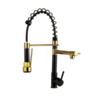 Torneira De Cozinha Gourmet Monocomando Preta E Dourada 50cm