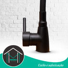 Torneira De Cozinha Gourmet Preto Monocomando Misturador Exte