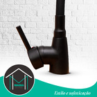 Torneira De Cozinha Gourmet Preto Monocomando Misturador Exte