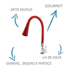 Torneira De Cozinha Gourmet Veneza Vermelha Oliveira 1168 C-7