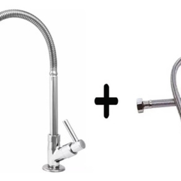 Torneira De Cozinha Mesa Gourmet Metal + Engate Flexível