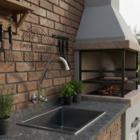 Torneira De Cozinha Metal Bica Móvel Luxo De Parede 1/4v 5/8"