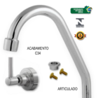 Torneira De Cozinha Metal Bica Movel Luxo De Parede 1/4v Casa