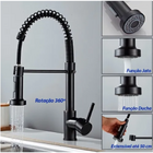 Torneira De Cozinha Monocomando Gourmet Extensível Preto